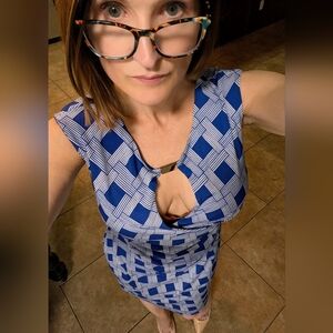 Enfocus Studio Blue Geo Print Midi Dress 6